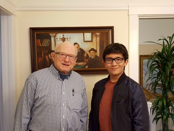 Damian and Leon, survivor of the Holocaust