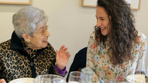 Holocaust survivor Anni with 3gSF member Maayan Stanton