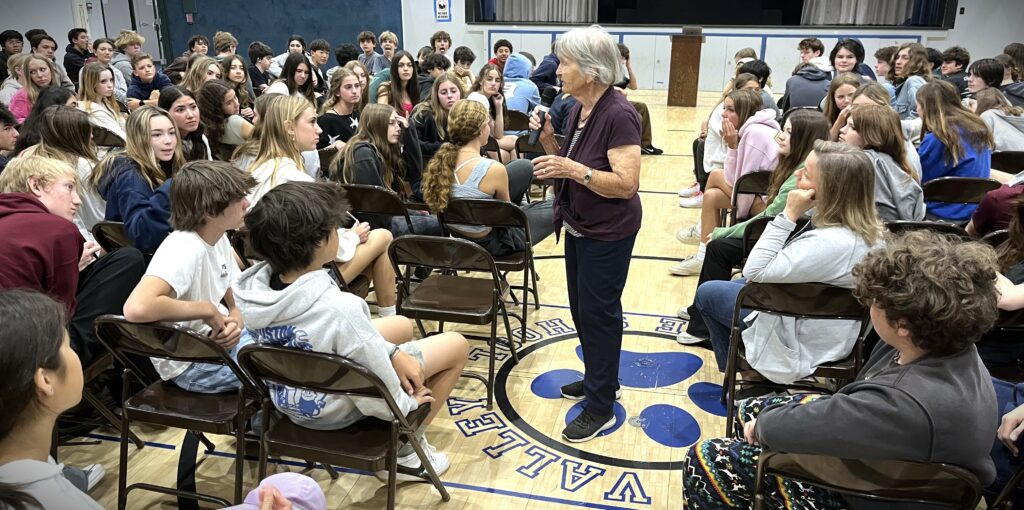 Middle school students hear testimony from survivor Anita - the impact of Holocaust education.