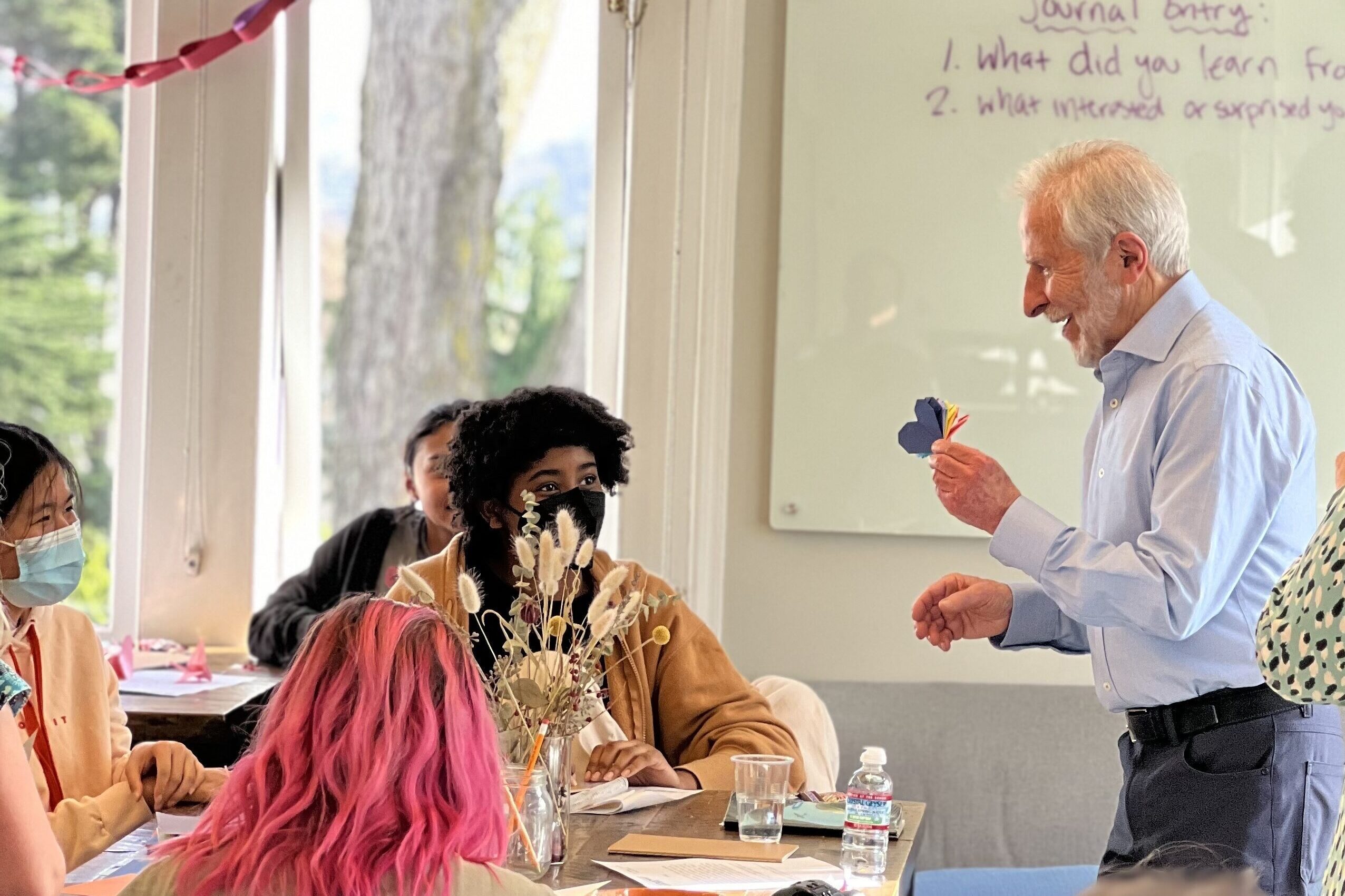 High school students hear testimony from survivor George- the impact of Holocaust education.