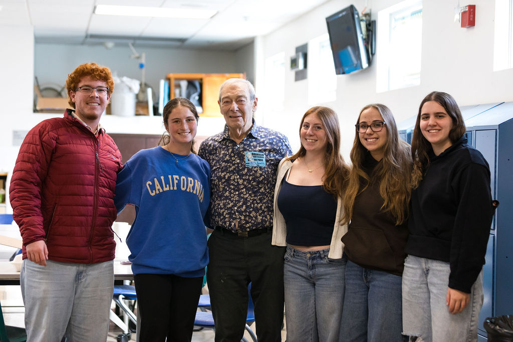Herb B., a Holocaust survivor and member of the William J. Speakers Bureau meets with students at Branham High School on International Holocaust Remembrance Day.